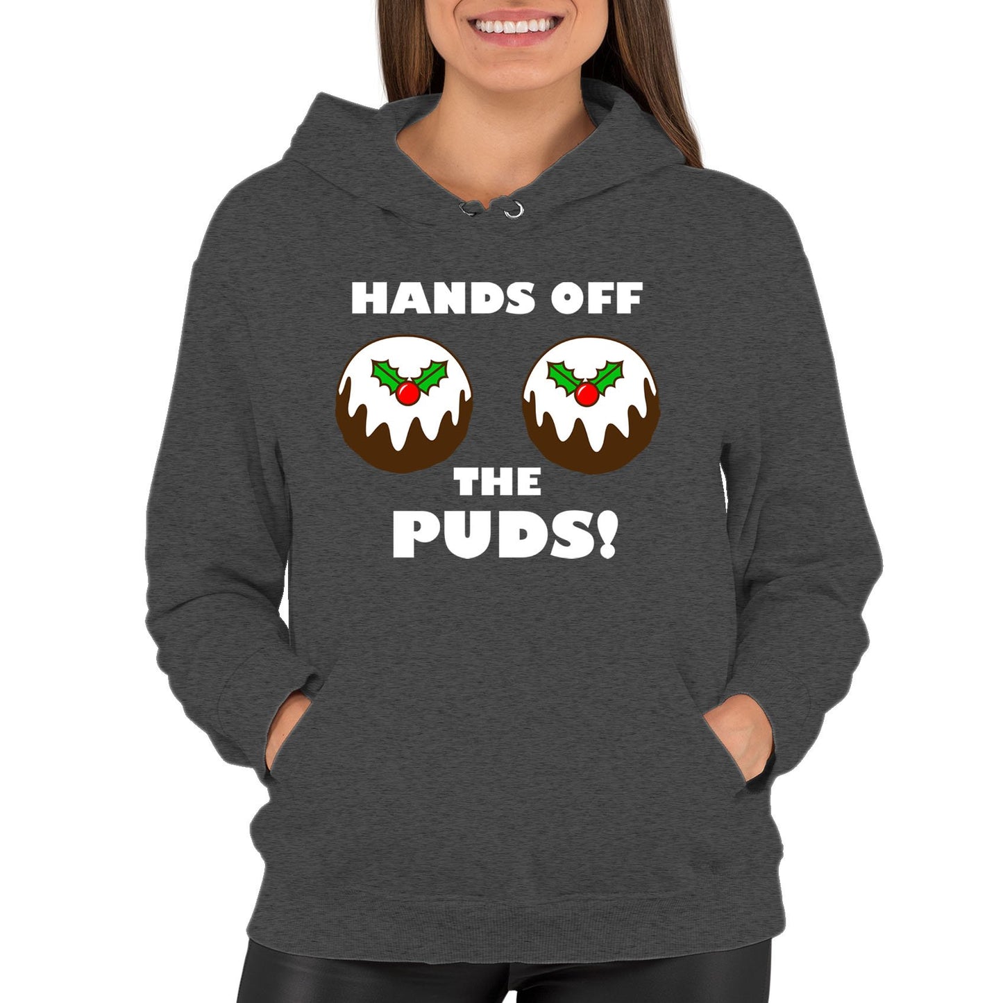 Hands Off The Puds Funny Christmas Womens Pullover Hoodie