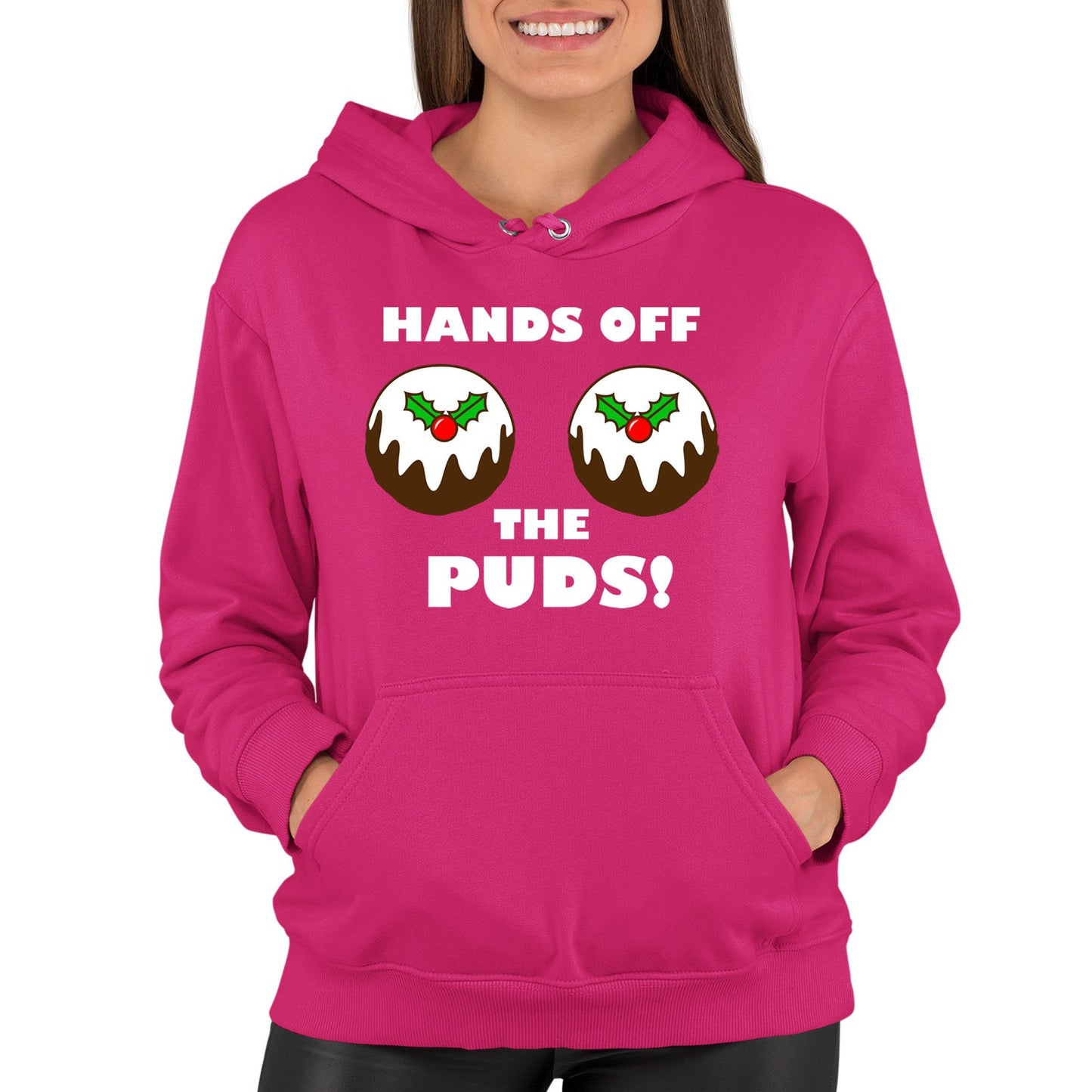 Hands Off The Puds Funny Christmas Womens Pullover Hoodie