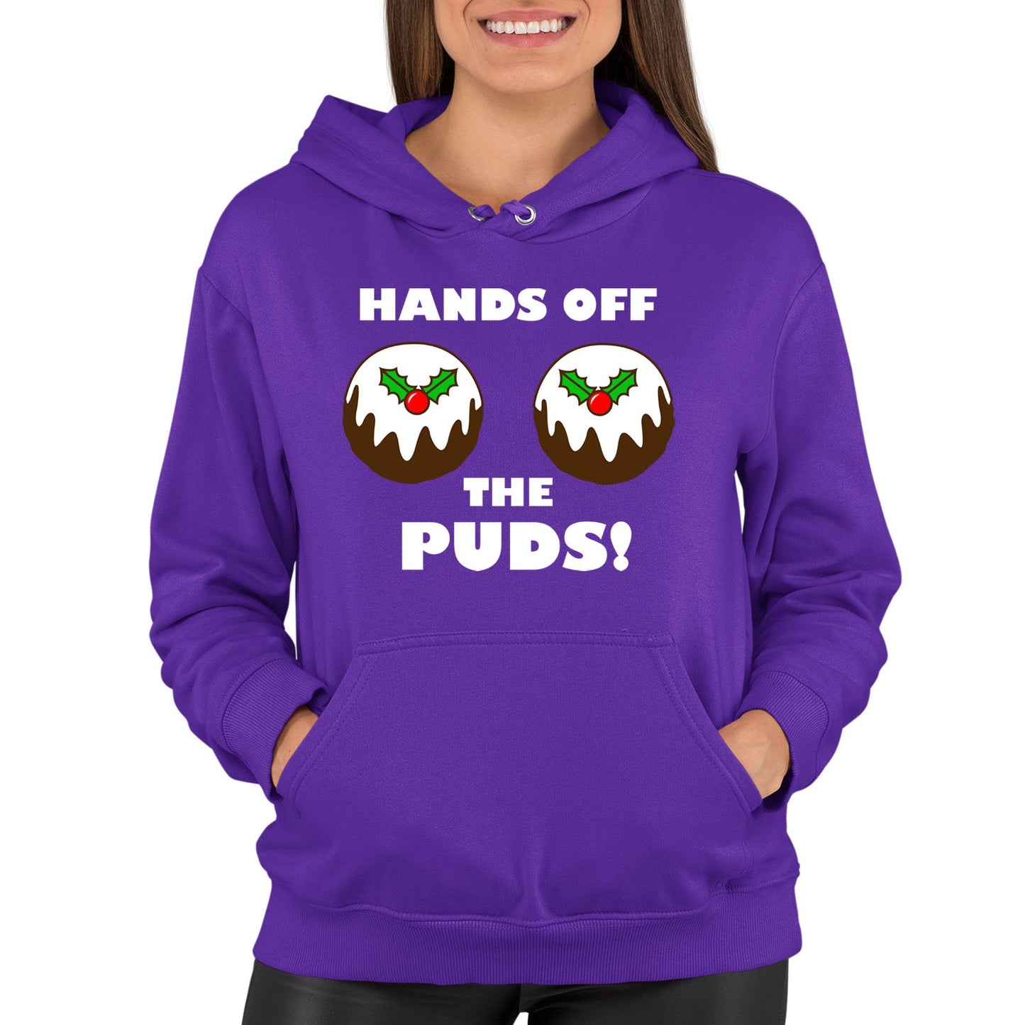 Hands Off The Puds Funny Christmas Womens Pullover Hoodie