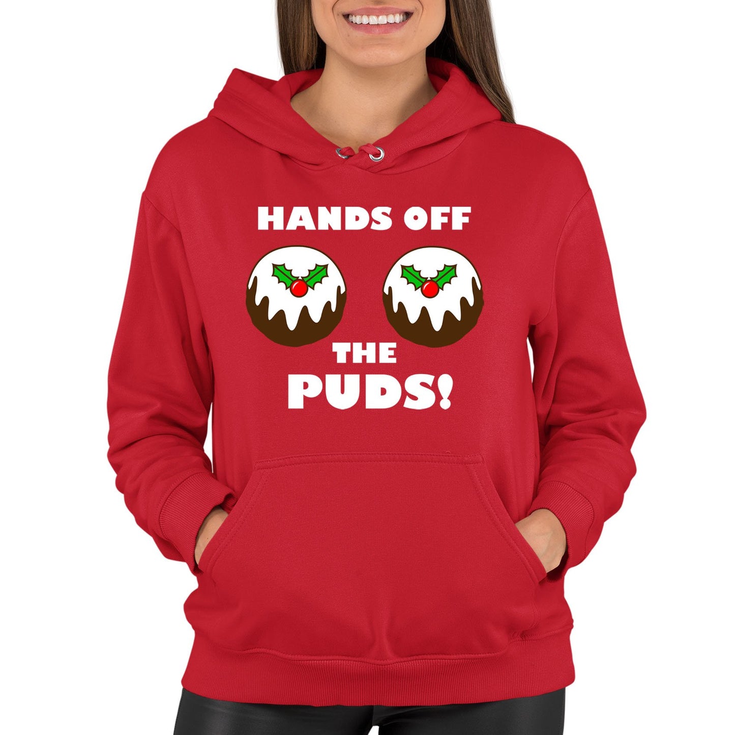 Hands Off The Puds Funny Christmas Womens Pullover Hoodie