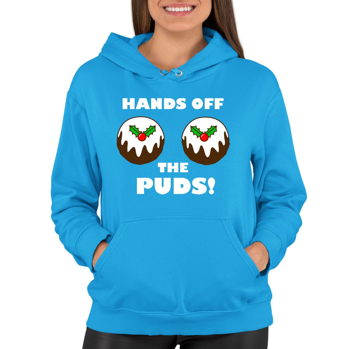 Hands Off The Puds Funny Christmas Womens Pullover Hoodie