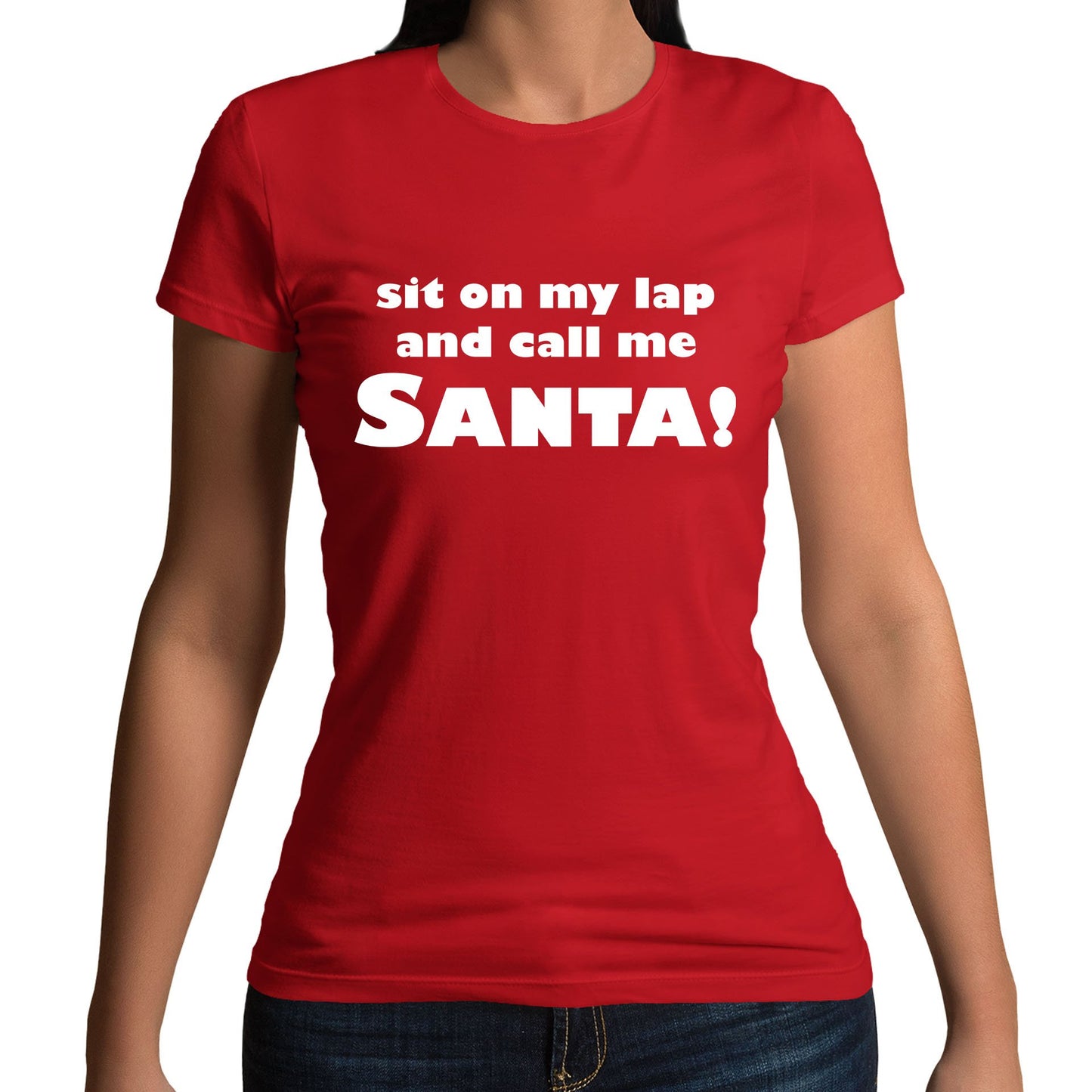 Sit On My Lap Funny Christmas Womens T-shirt