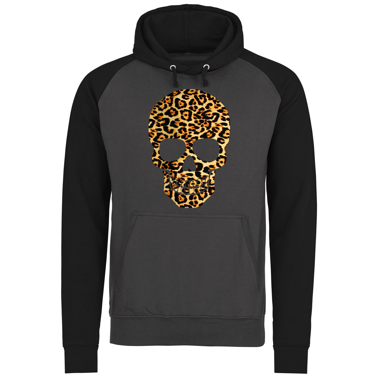 Leopard Print Skull Baseball Hoodie