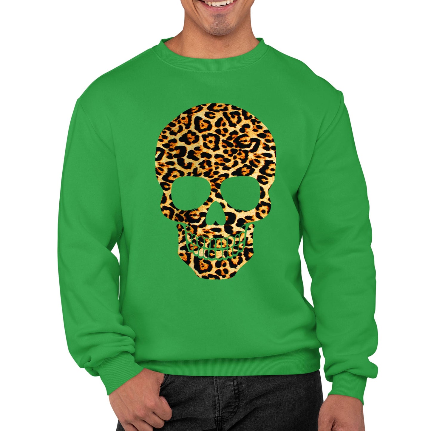 Leopard Print Skull Mens Sweatshirt