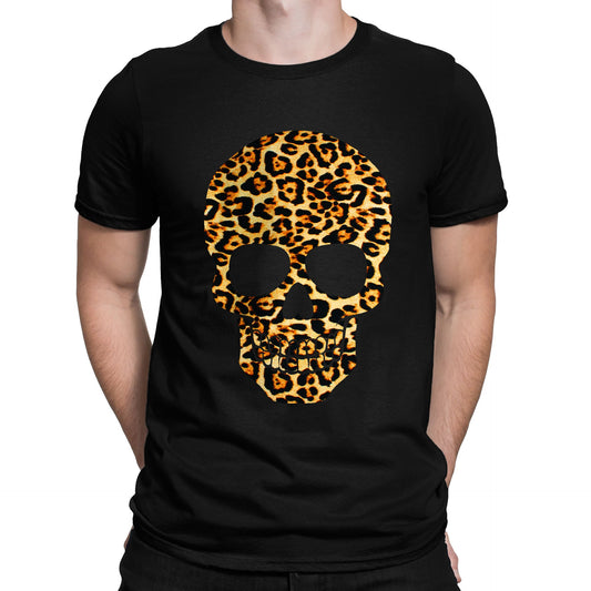 Leopard Print Skull Mens T-shirt