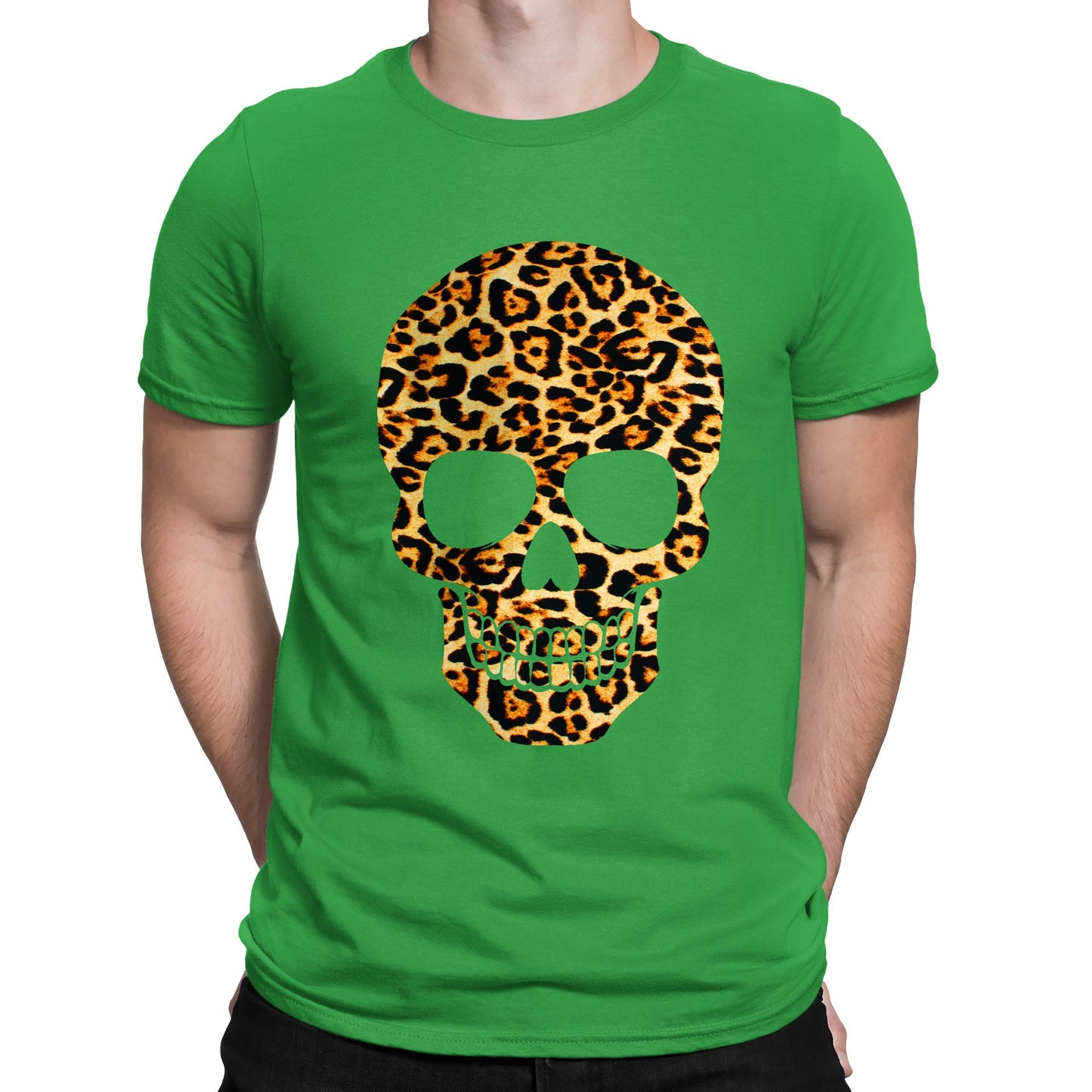 Leopard Print Skull Mens T-shirt