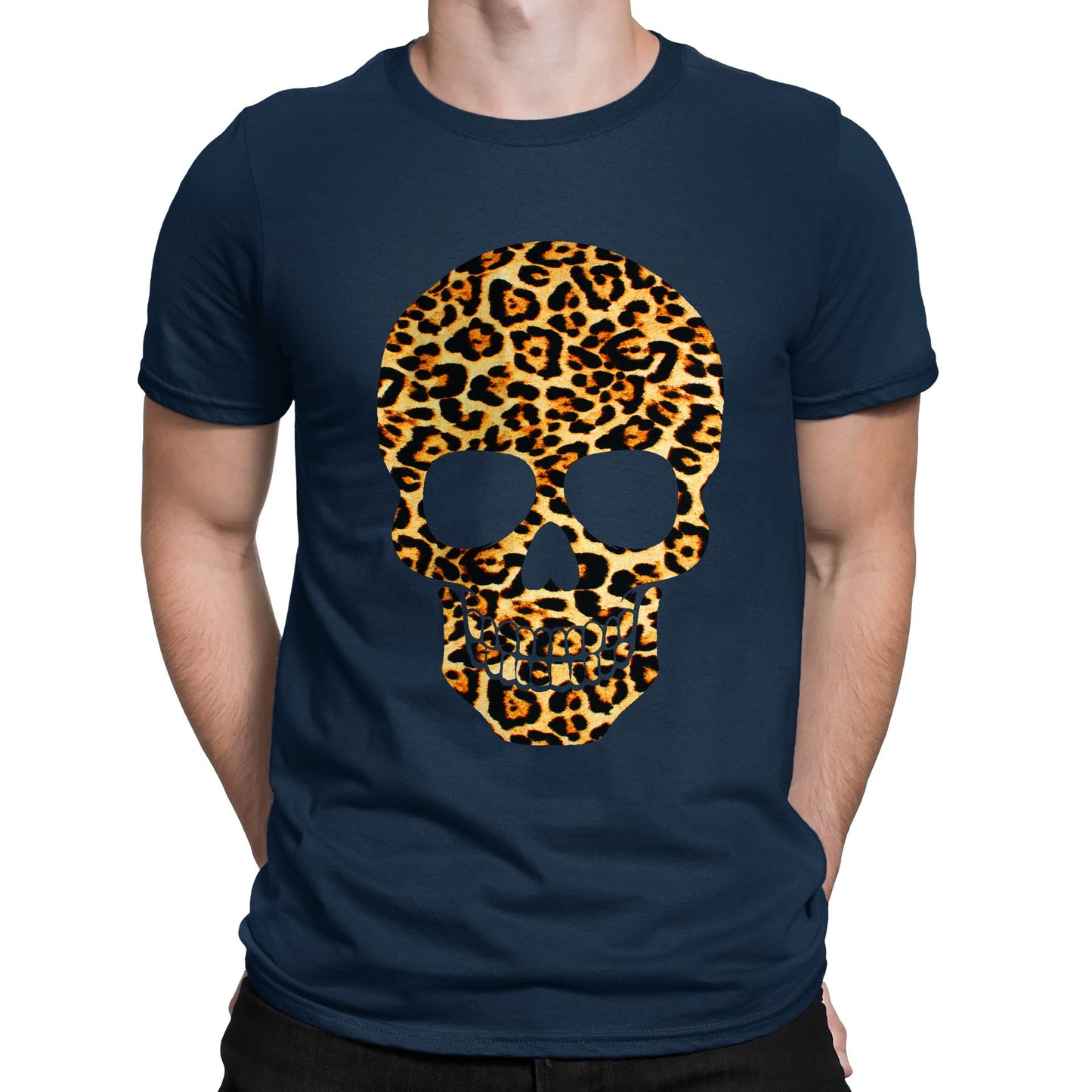 Leopard Print Skull Mens T-shirt