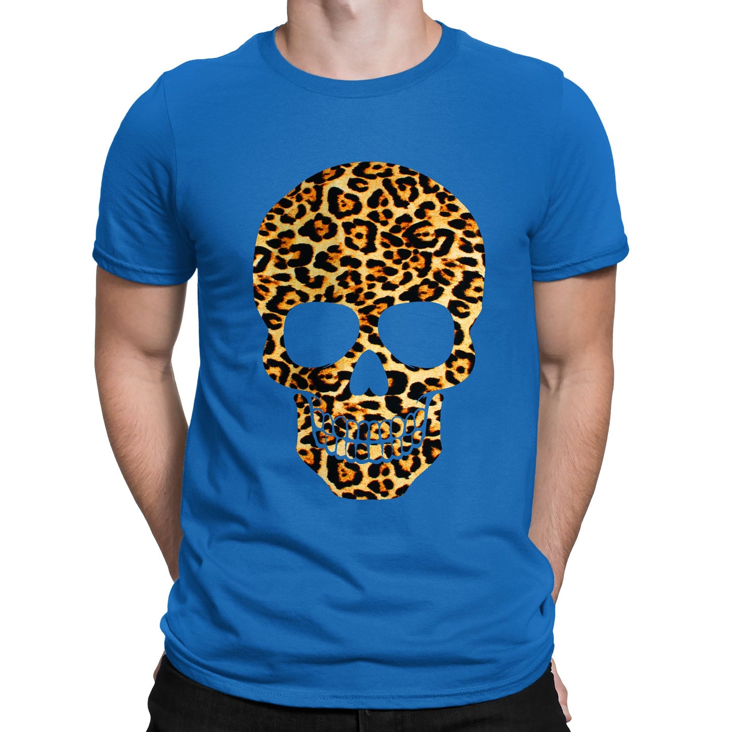 Leopard Print Skull Mens T-shirt