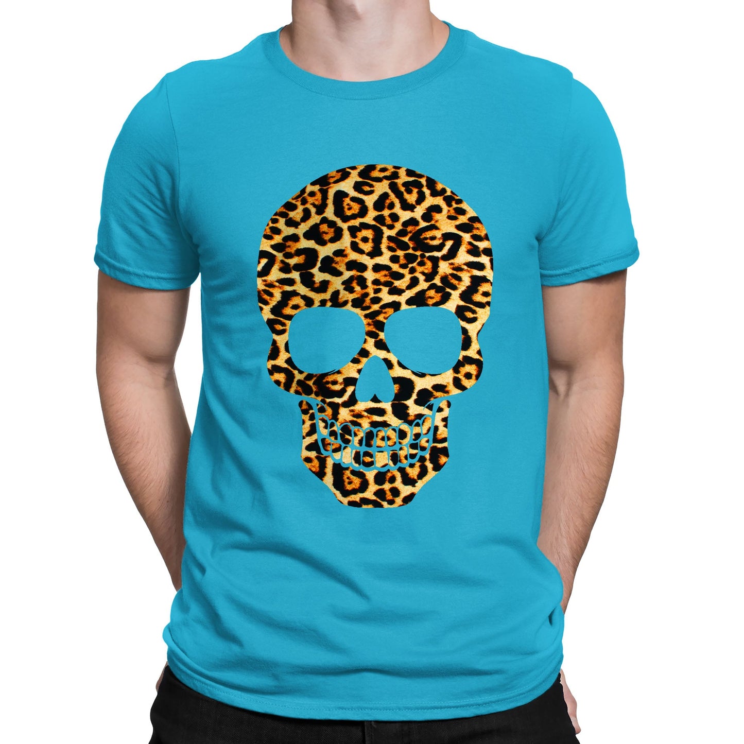 Leopard Print Skull Mens T-shirt