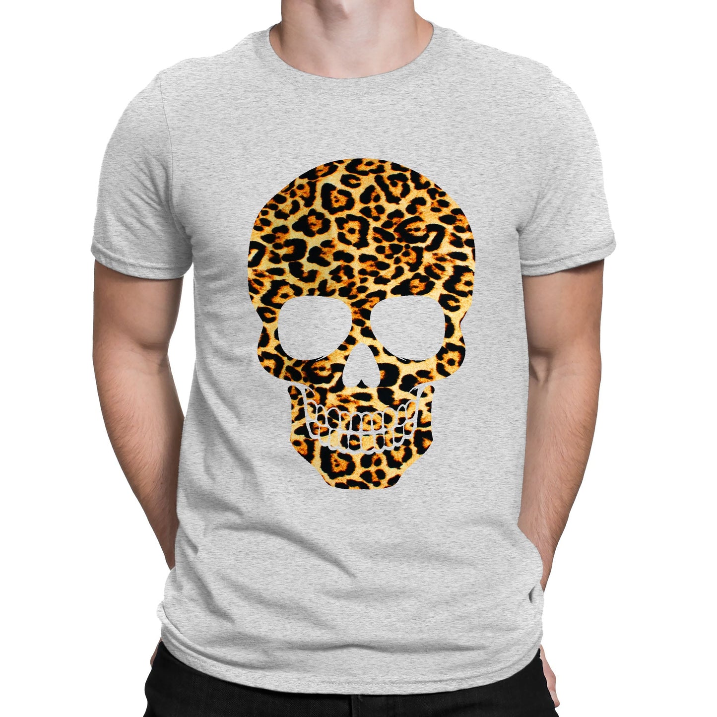 Leopard Print Skull Mens T-shirt