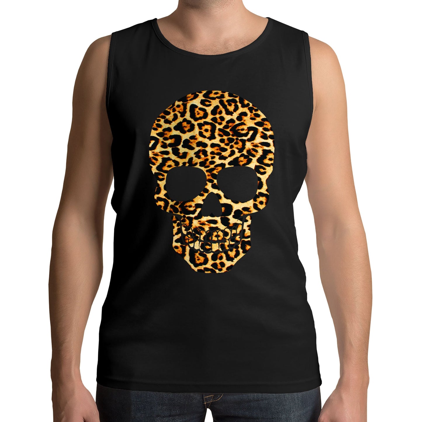 Leopard Print Skull Mens Vest