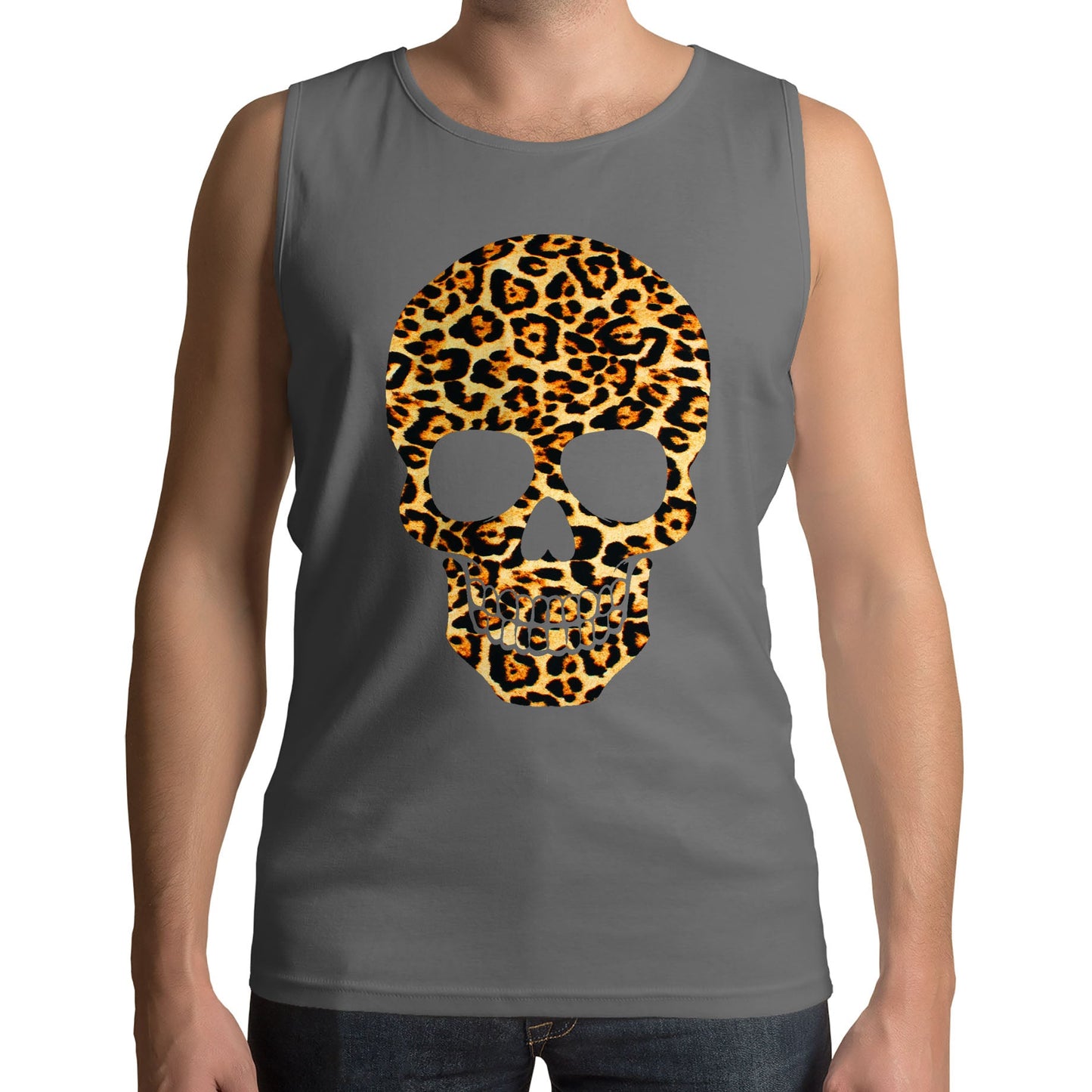 Leopard Print Skull Mens Vest