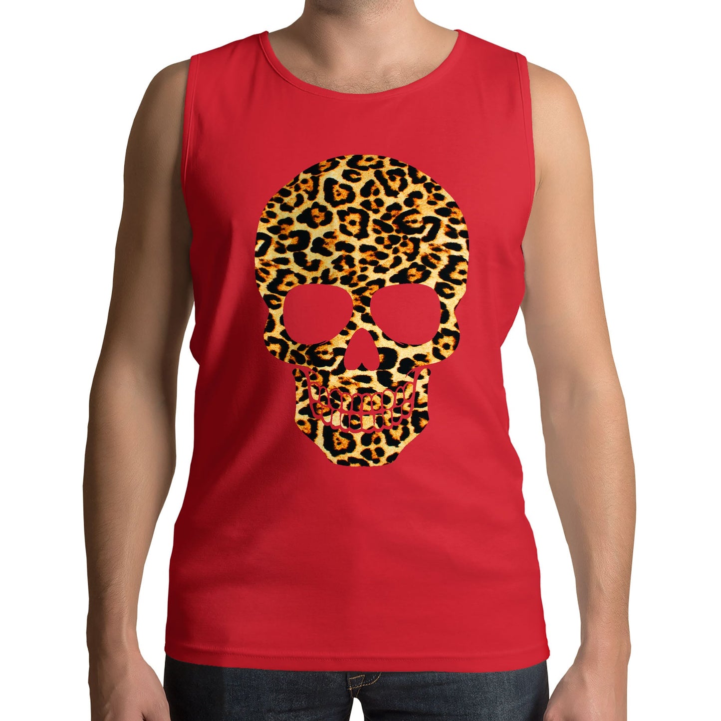 Leopard Print Skull Mens Vest