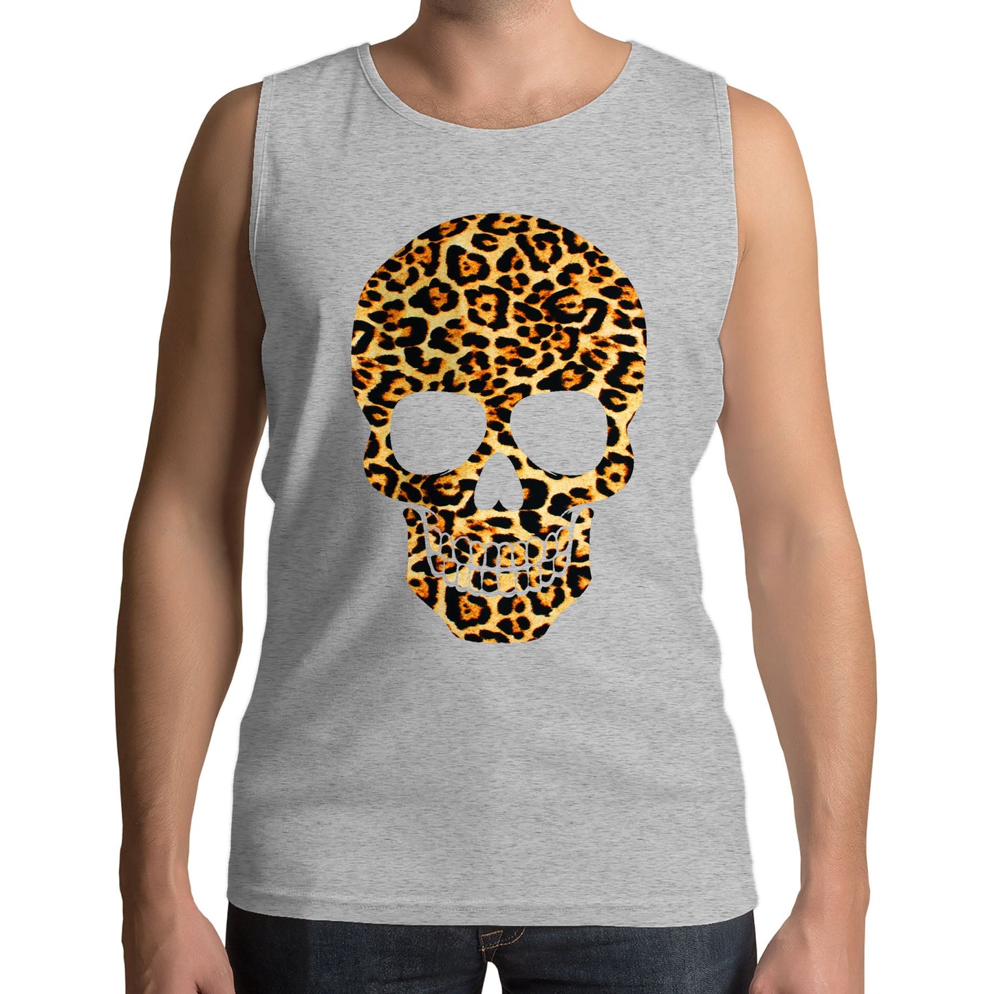 Leopard Print Skull Mens Vest