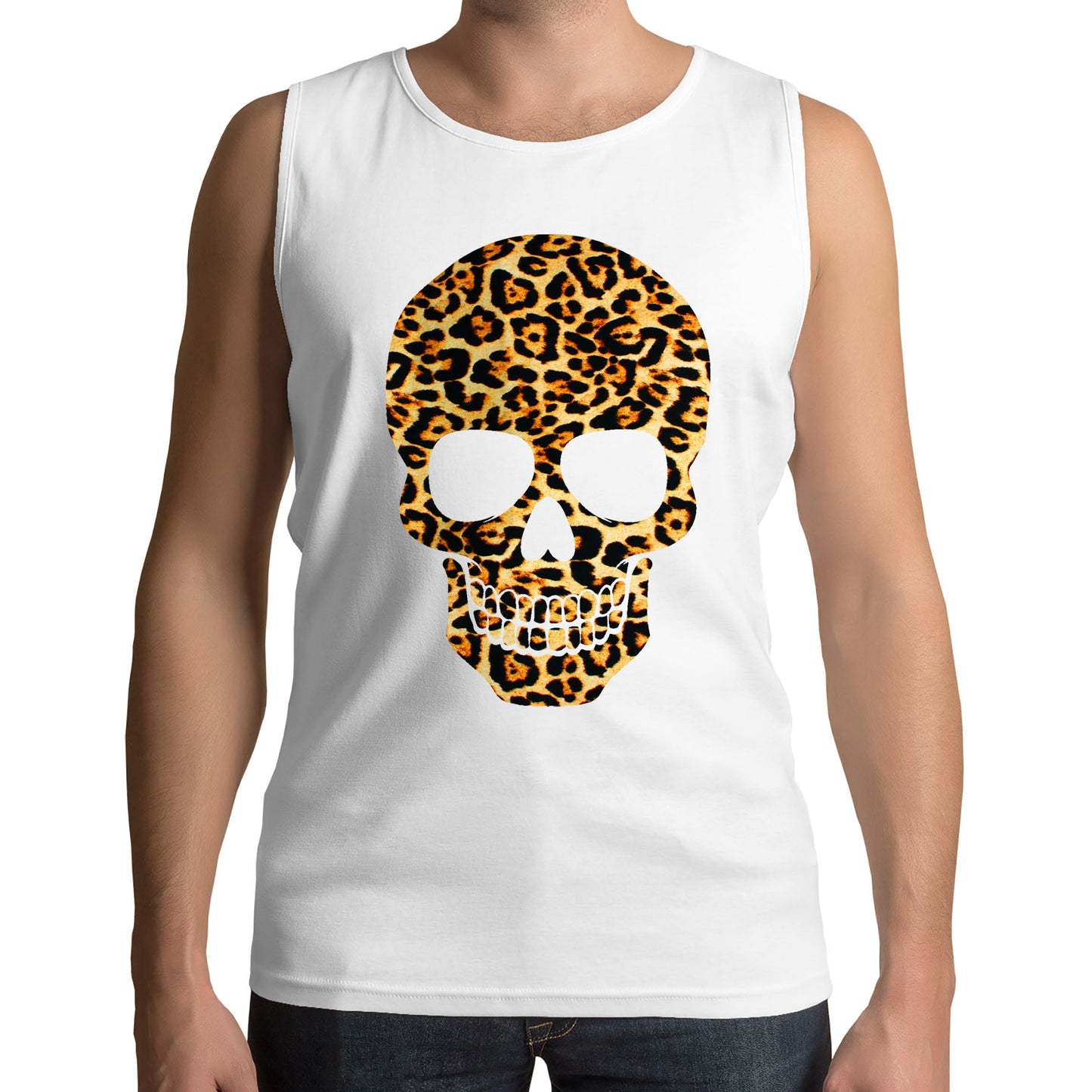 Leopard Print Skull Mens Vest