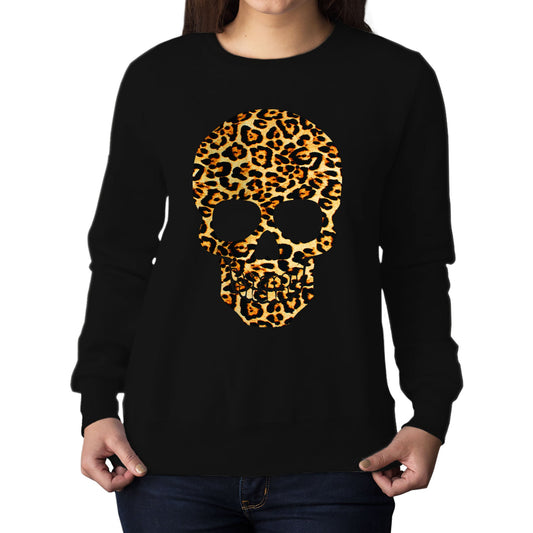 Leopard Print Skull Womens Sweatshirt