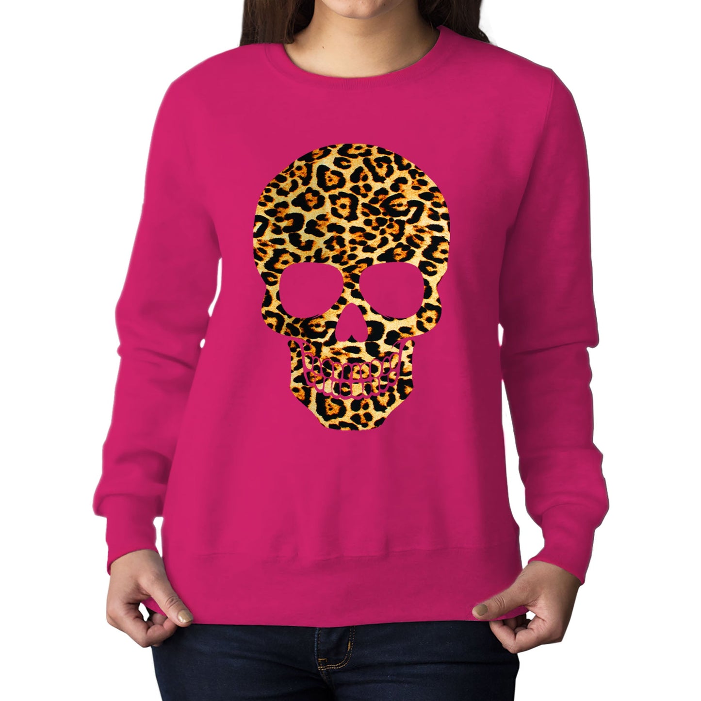 Leopard Print Skull Womens Sweatshirt