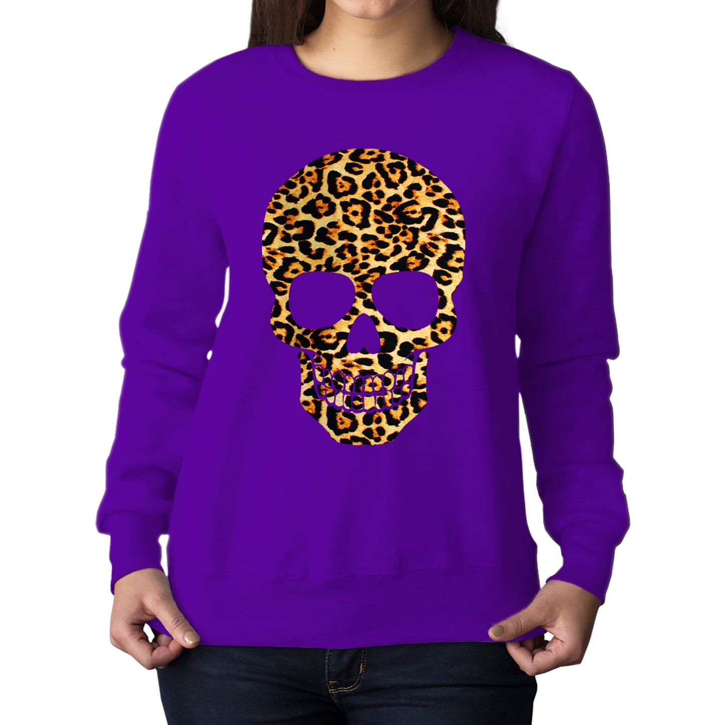 Leopard Print Skull Womens Sweatshirt