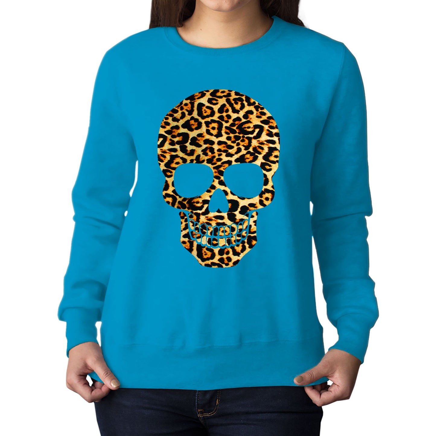 Leopard Print Skull Womens Sweatshirt