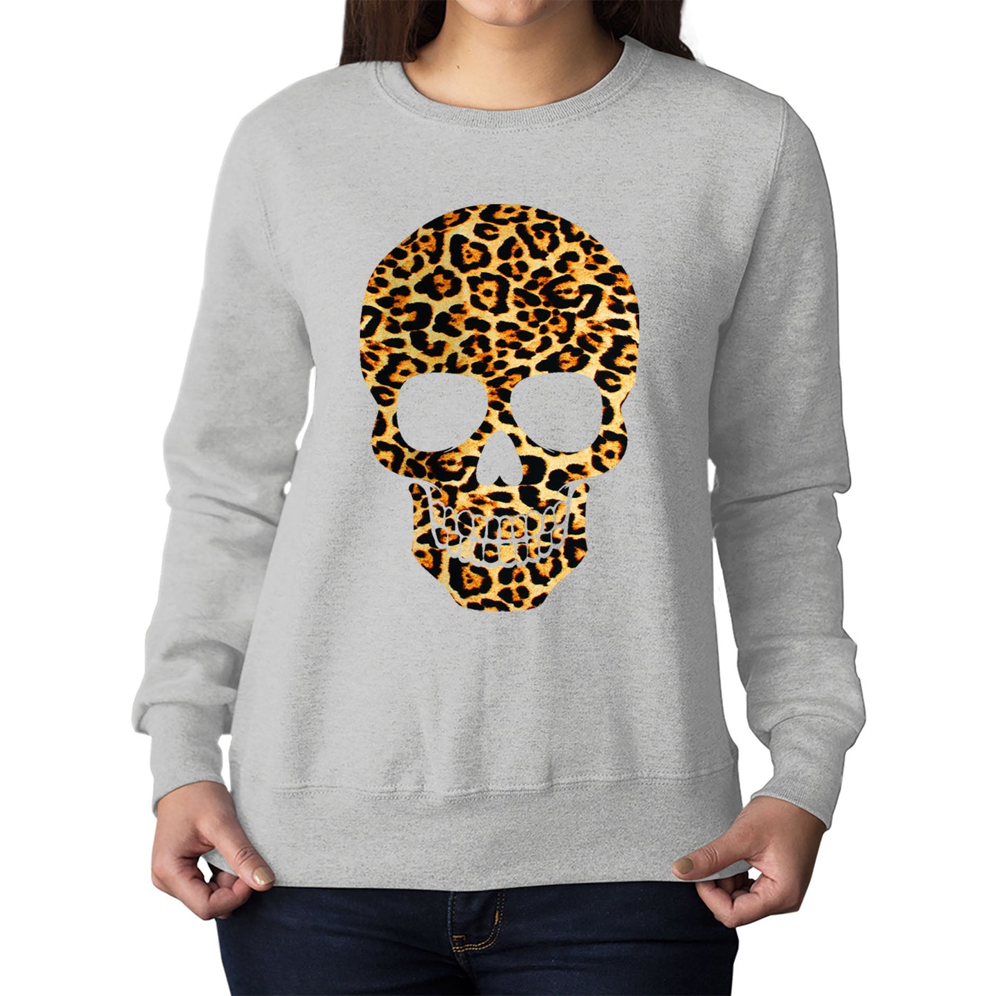 Leopard Print Skull Womens Sweatshirt