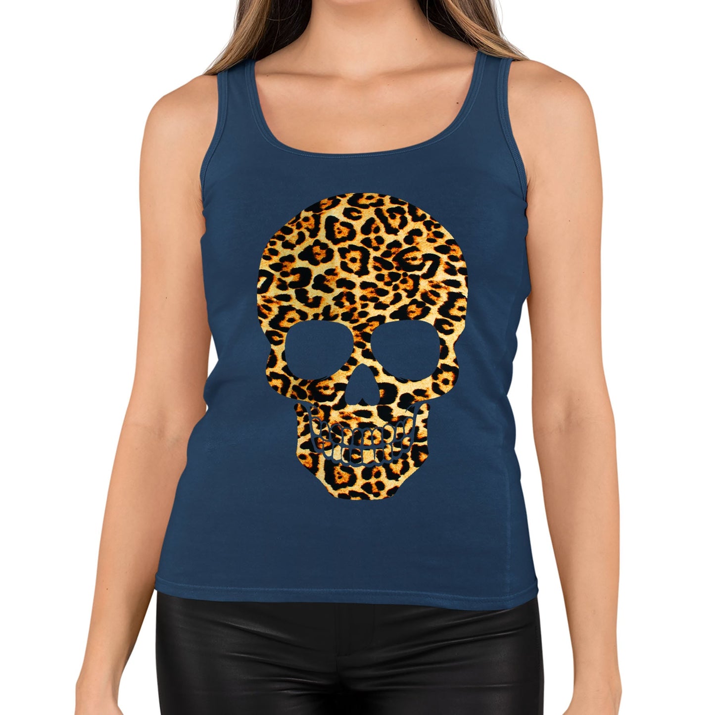 Leopard Print Skull Womens Vest