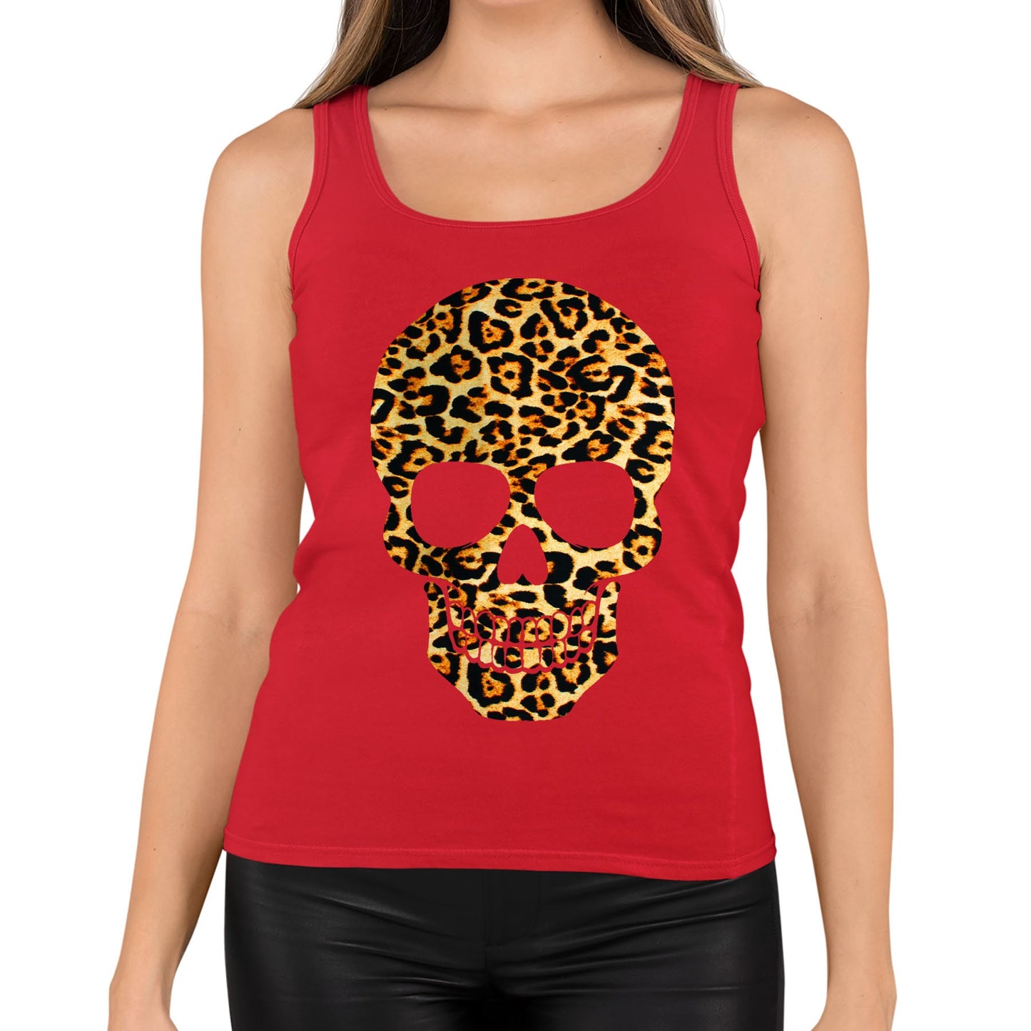 Leopard Print Skull Womens Vest