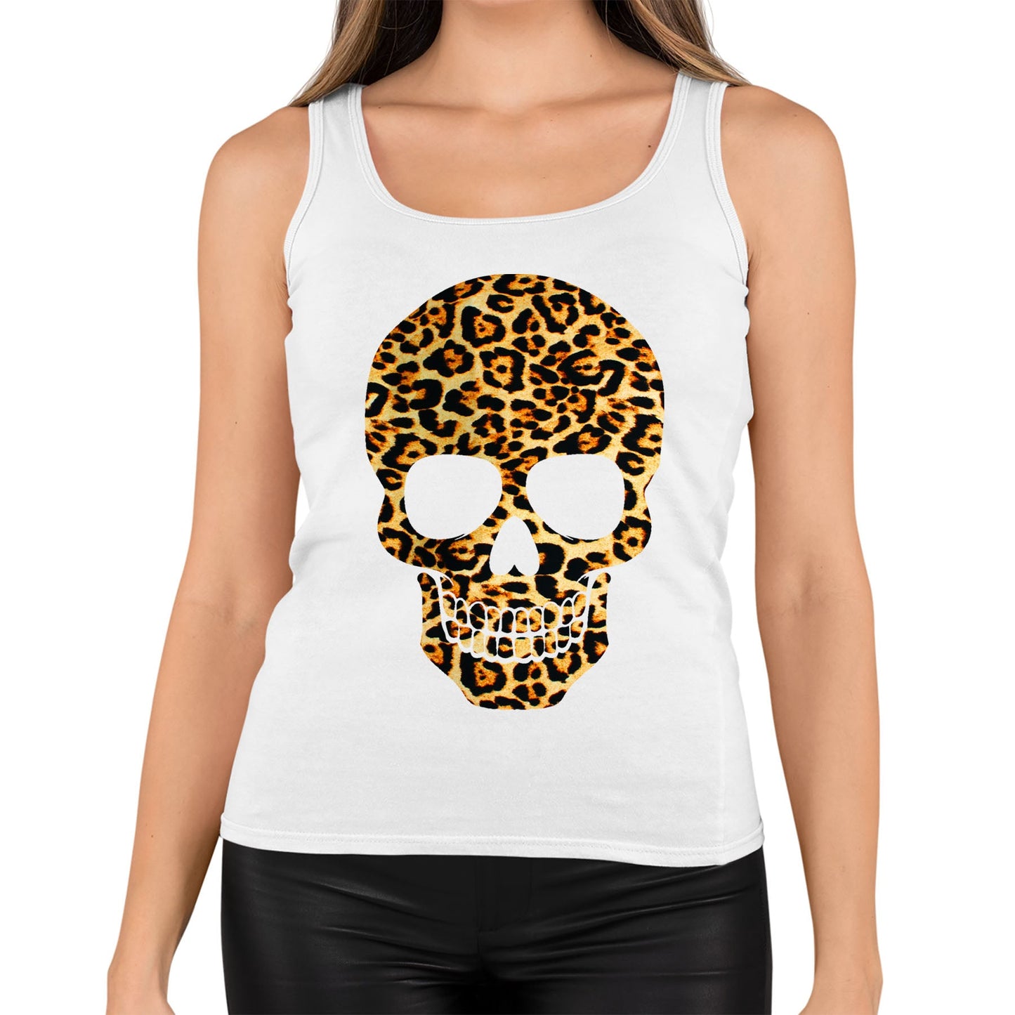 Leopard Print Skull Womens Vest