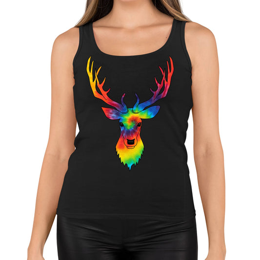 Tie Dye Stag Head Womens Vest