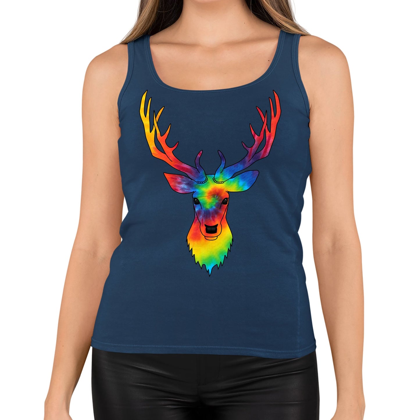 Tie Dye Stag Head Womens Vest