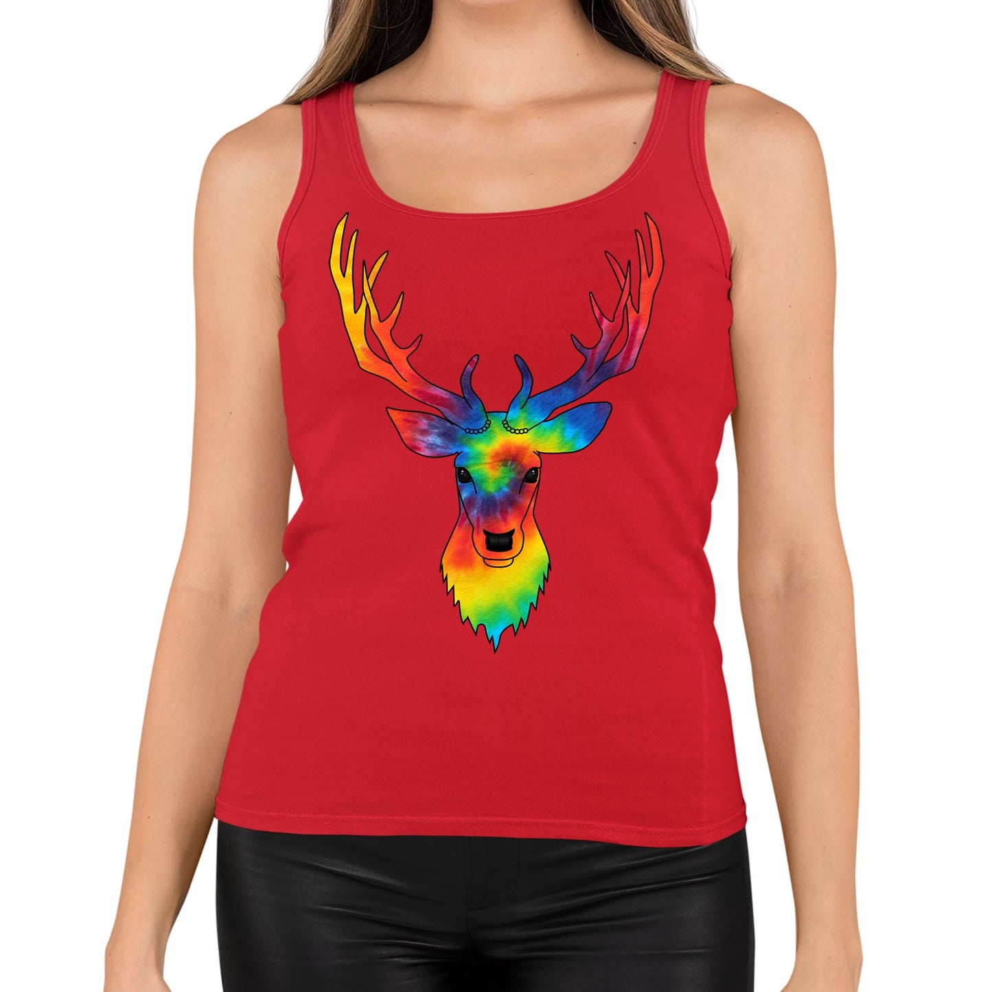 Tie Dye Stag Head Womens Vest