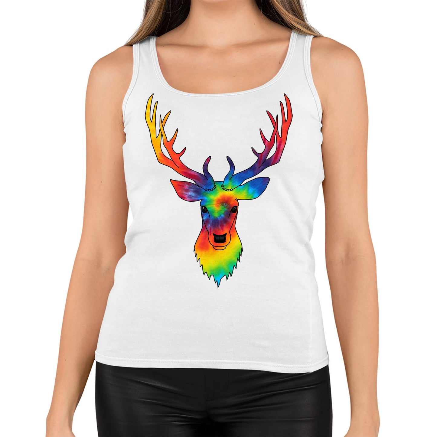 Tie Dye Stag Head Womens Vest