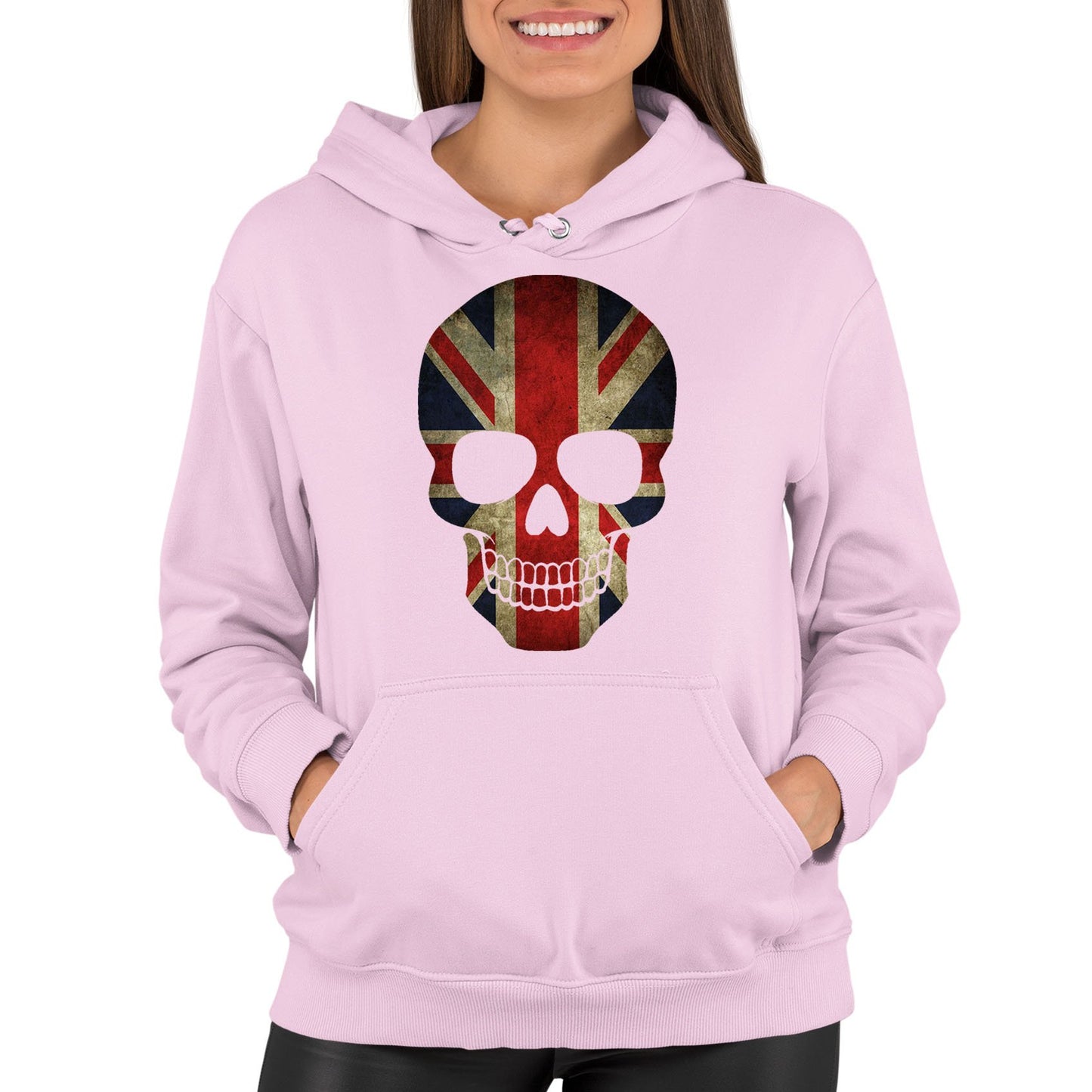 Union Jack Skull Womens Pullover Hoodie