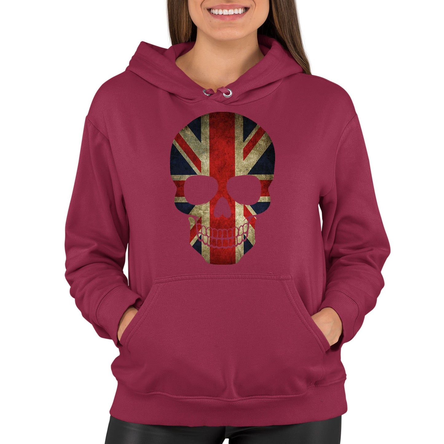 Union Jack Skull Womens Pullover Hoodie