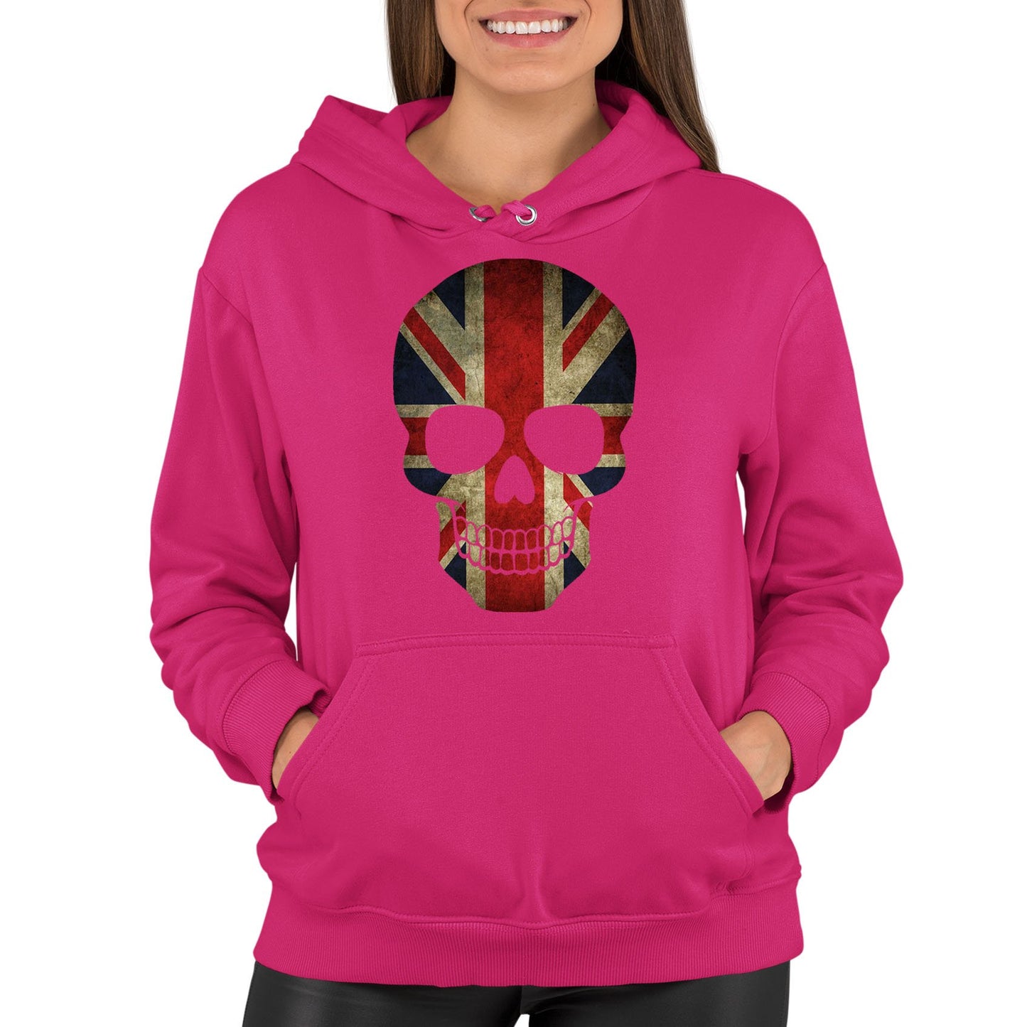 Union Jack Skull Womens Pullover Hoodie