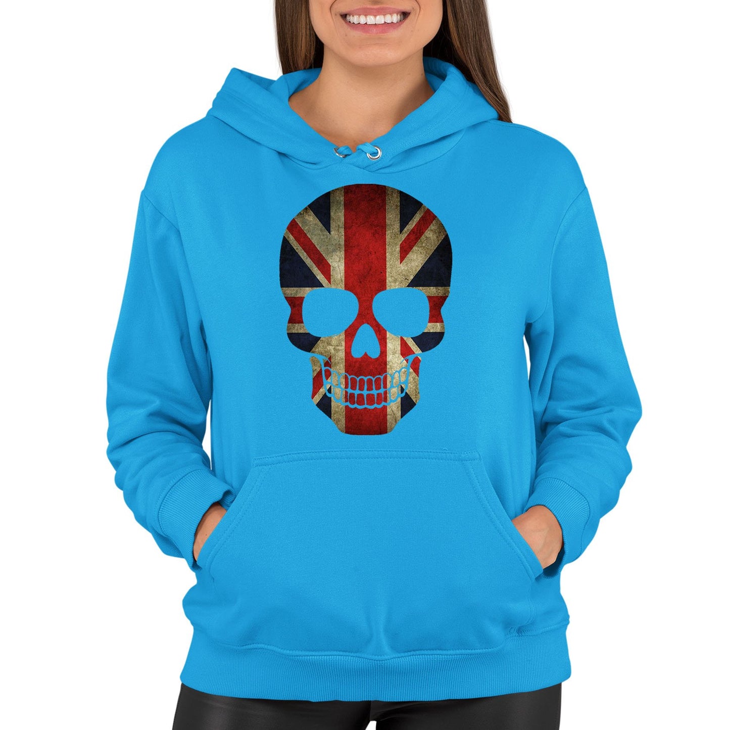 Union Jack Skull Womens Pullover Hoodie