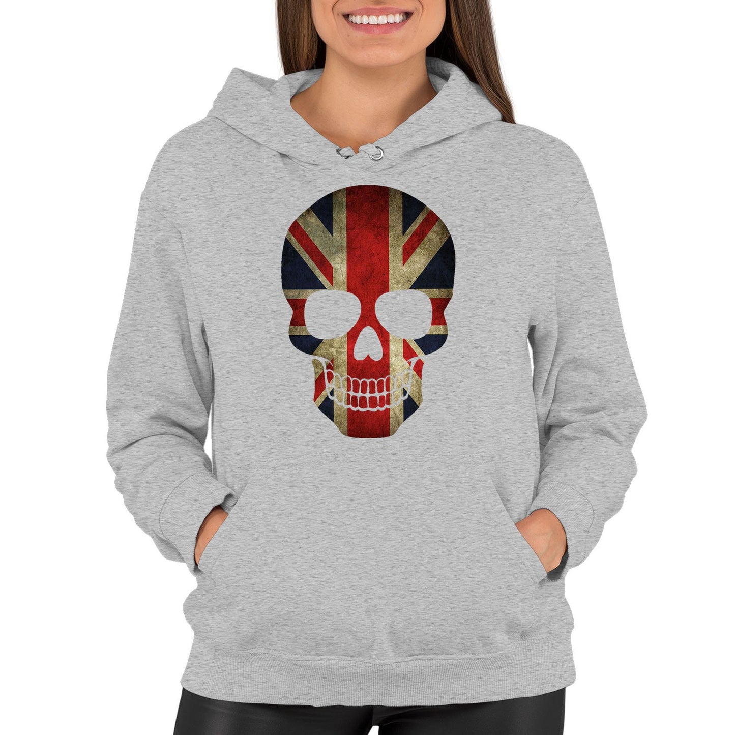 Union Jack Skull Womens Pullover Hoodie