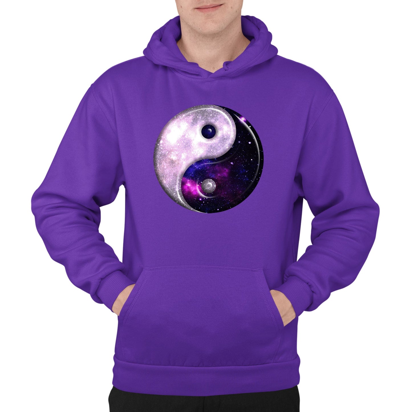 Galaxy Yin Yang Spiritual Mens Pullover Hoodie