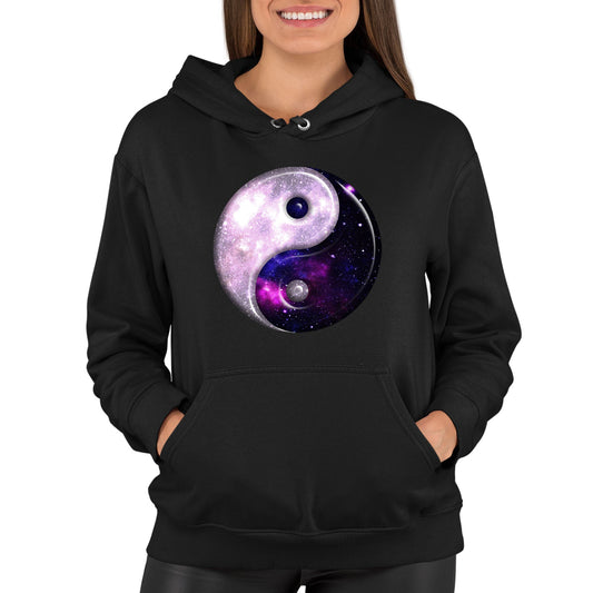 Galaxy Yin Yang Spiritual Womens Pullover Hoodie