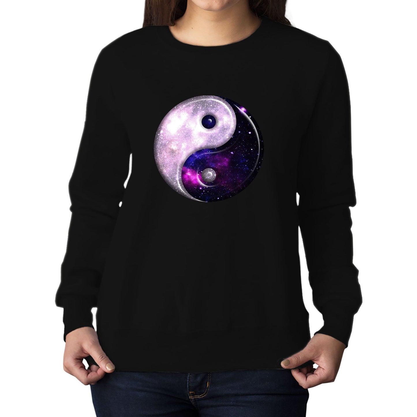 Galaxy Yin Yang Spiritual Womens Sweatshirt