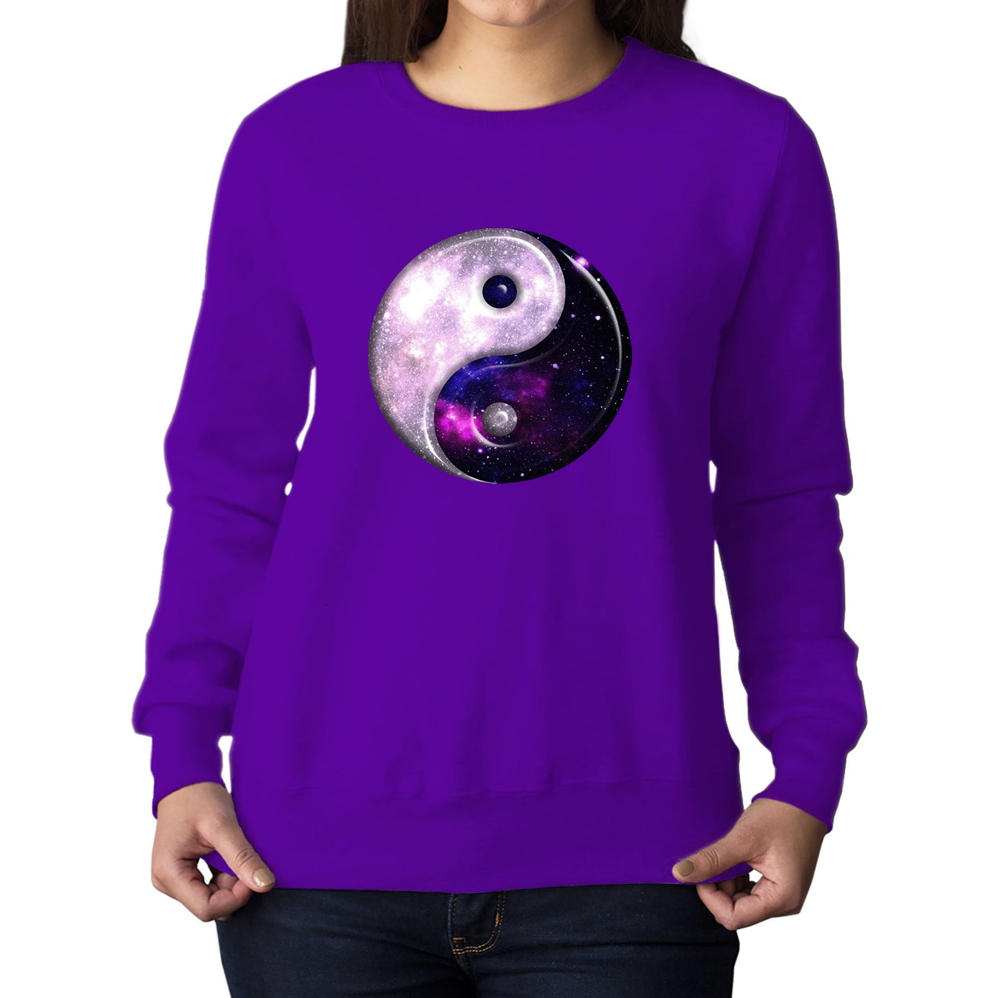 Galaxy Yin Yang Spiritual Womens Sweatshirt