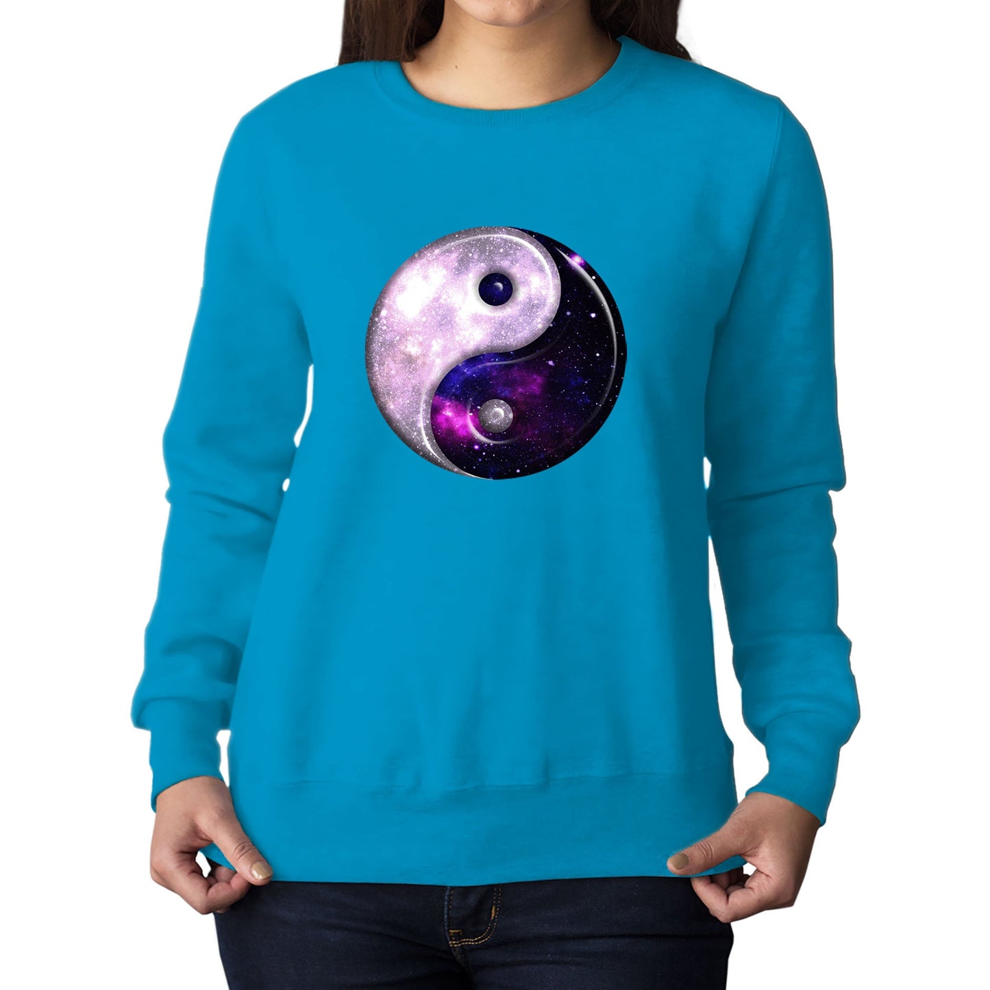 Galaxy Yin Yang Spiritual Womens Sweatshirt