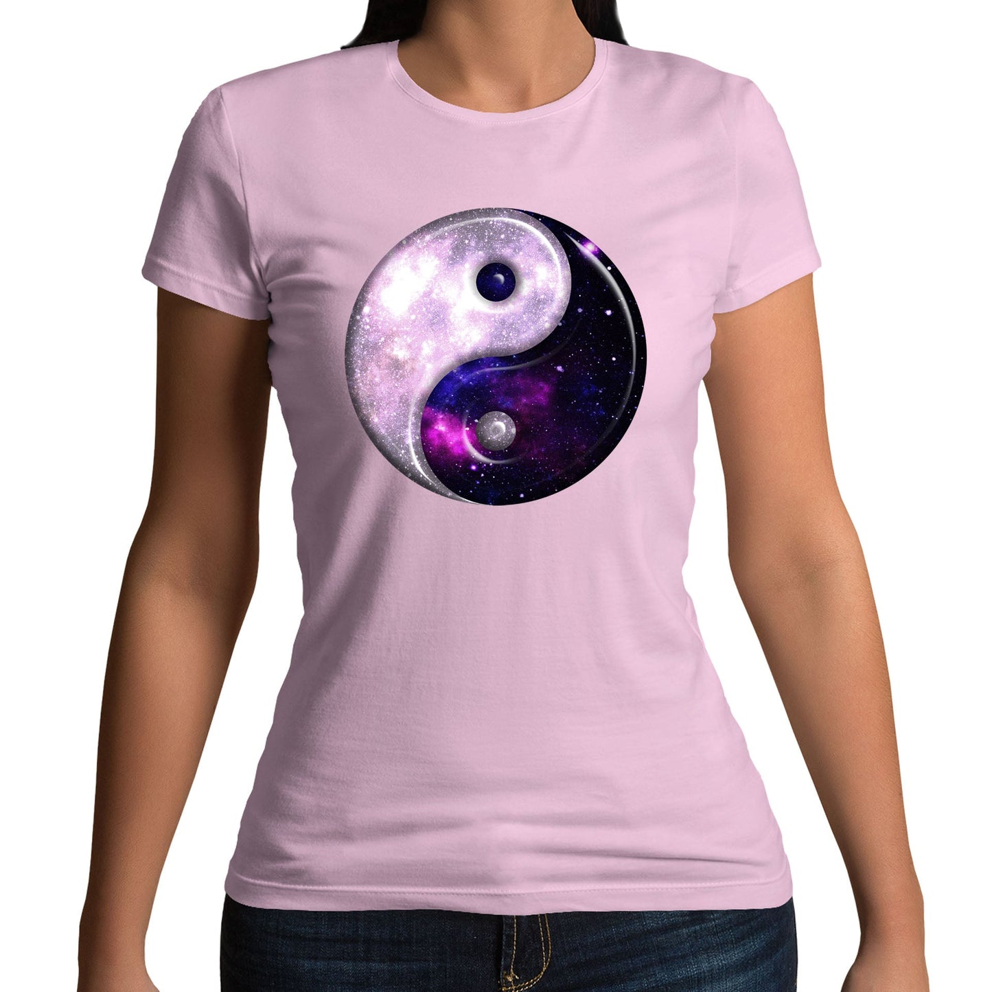 Galaxy Yin Yang Spiritual Womens T-shirt