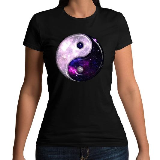 Galaxy Yin Yang Spiritual Womens T-shirt