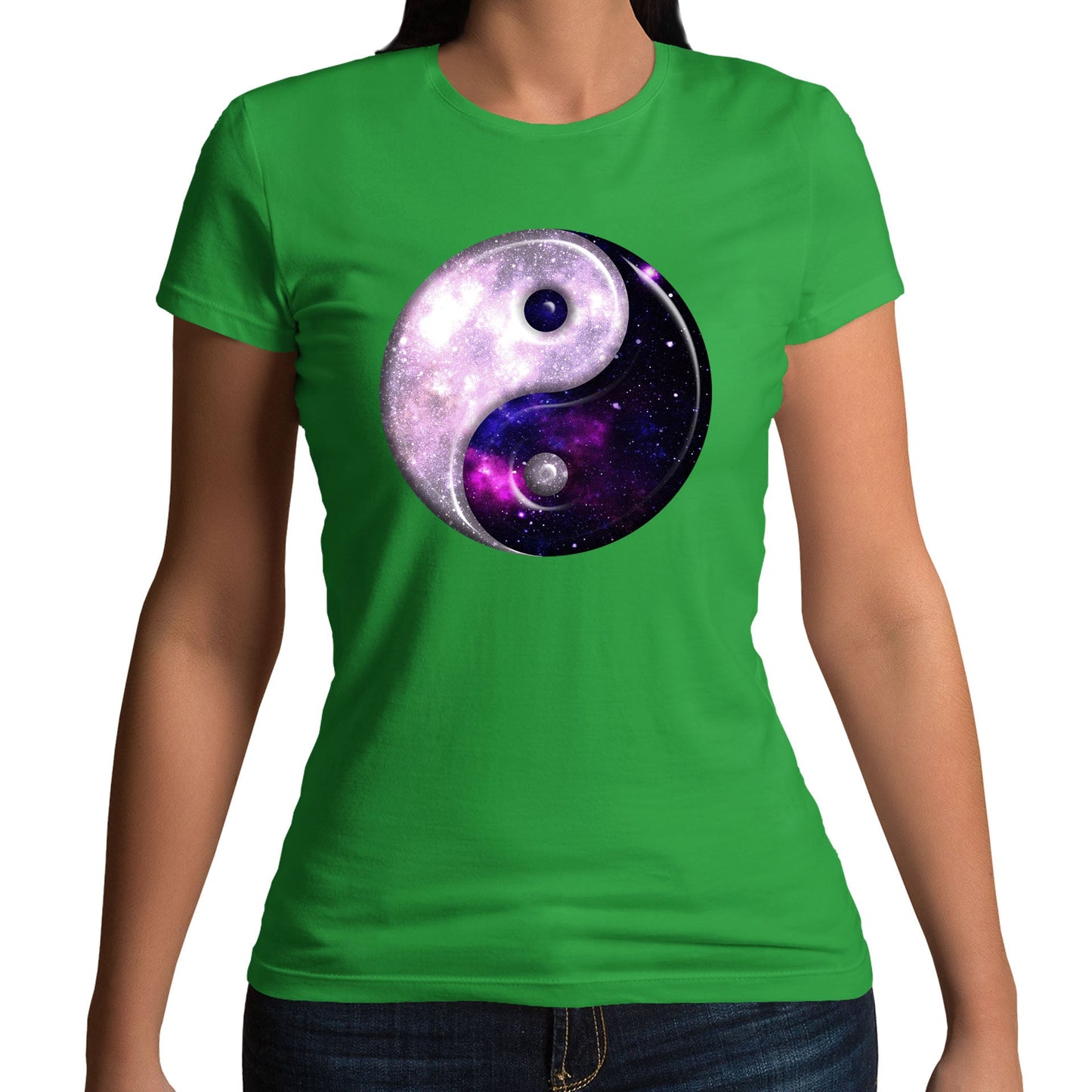 Galaxy Yin Yang Spiritual Womens T-shirt