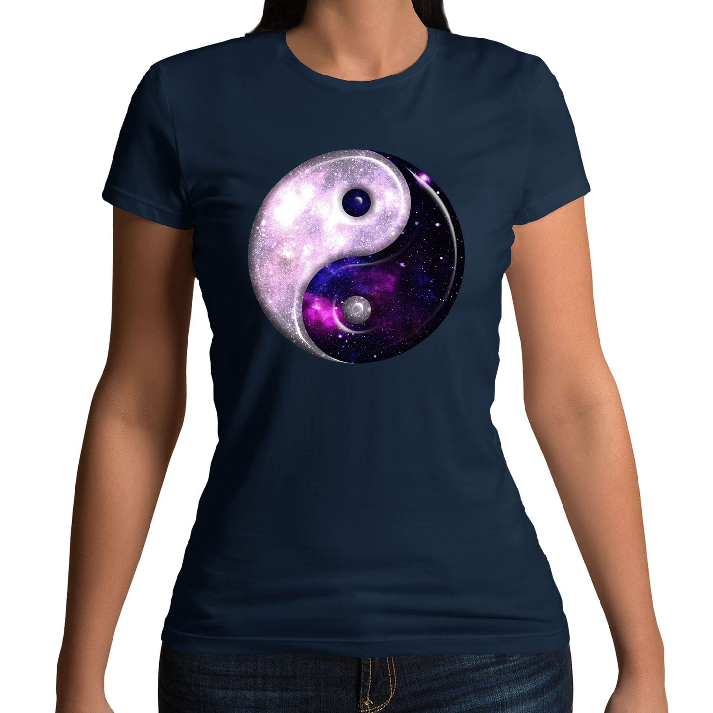 Galaxy Yin Yang Spiritual Womens T-shirt