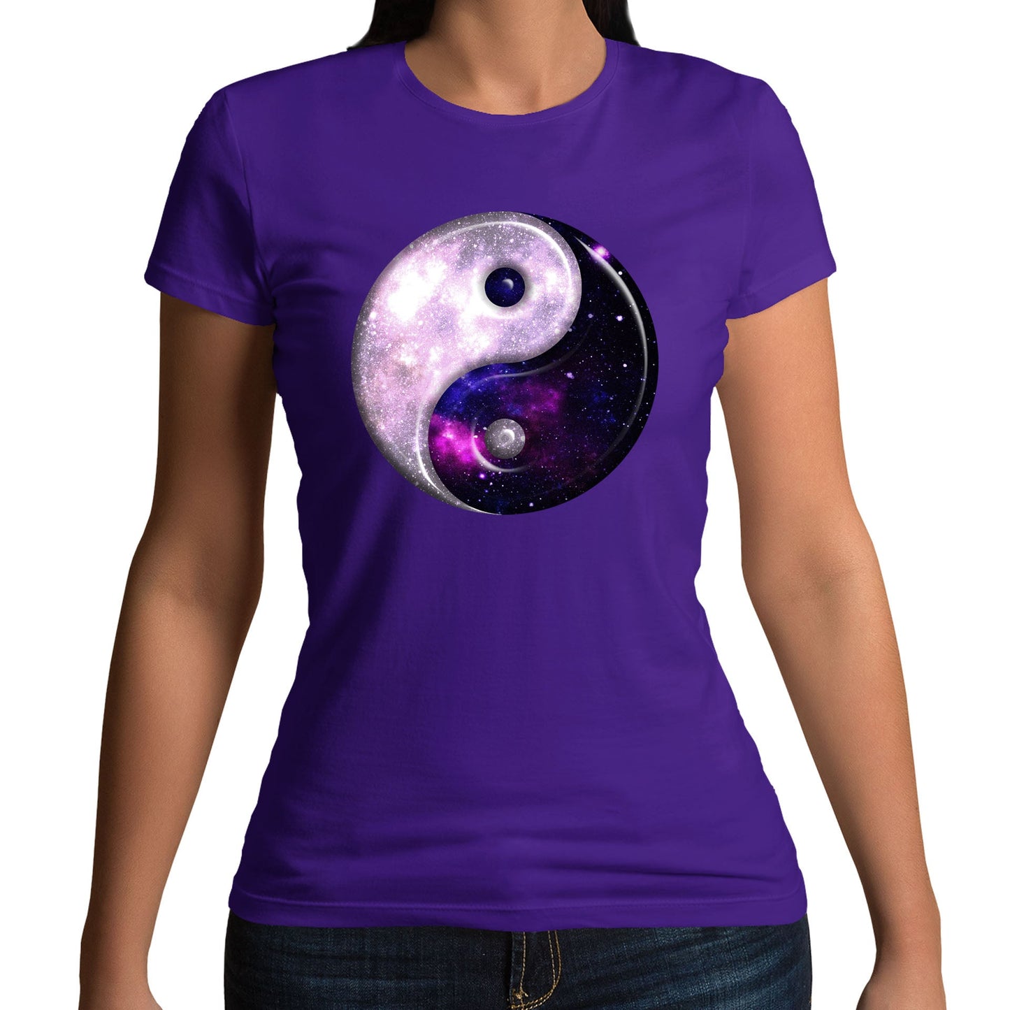 Galaxy Yin Yang Spiritual Womens T-shirt