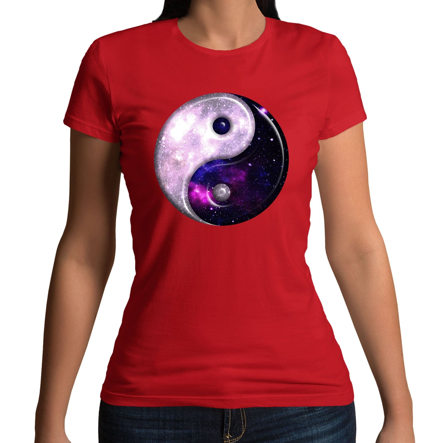 Galaxy Yin Yang Spiritual Womens T-shirt