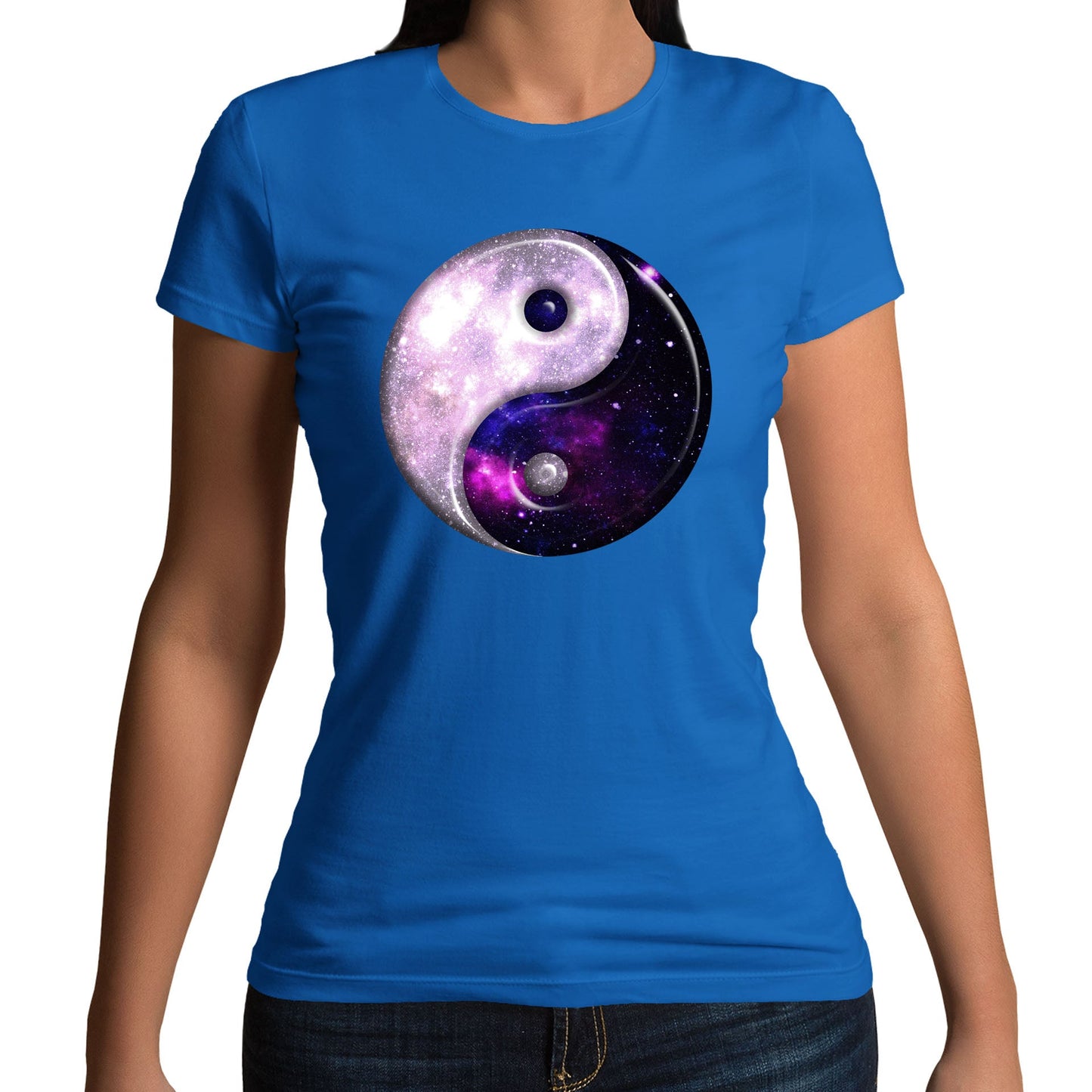 Galaxy Yin Yang Spiritual Womens T-shirt