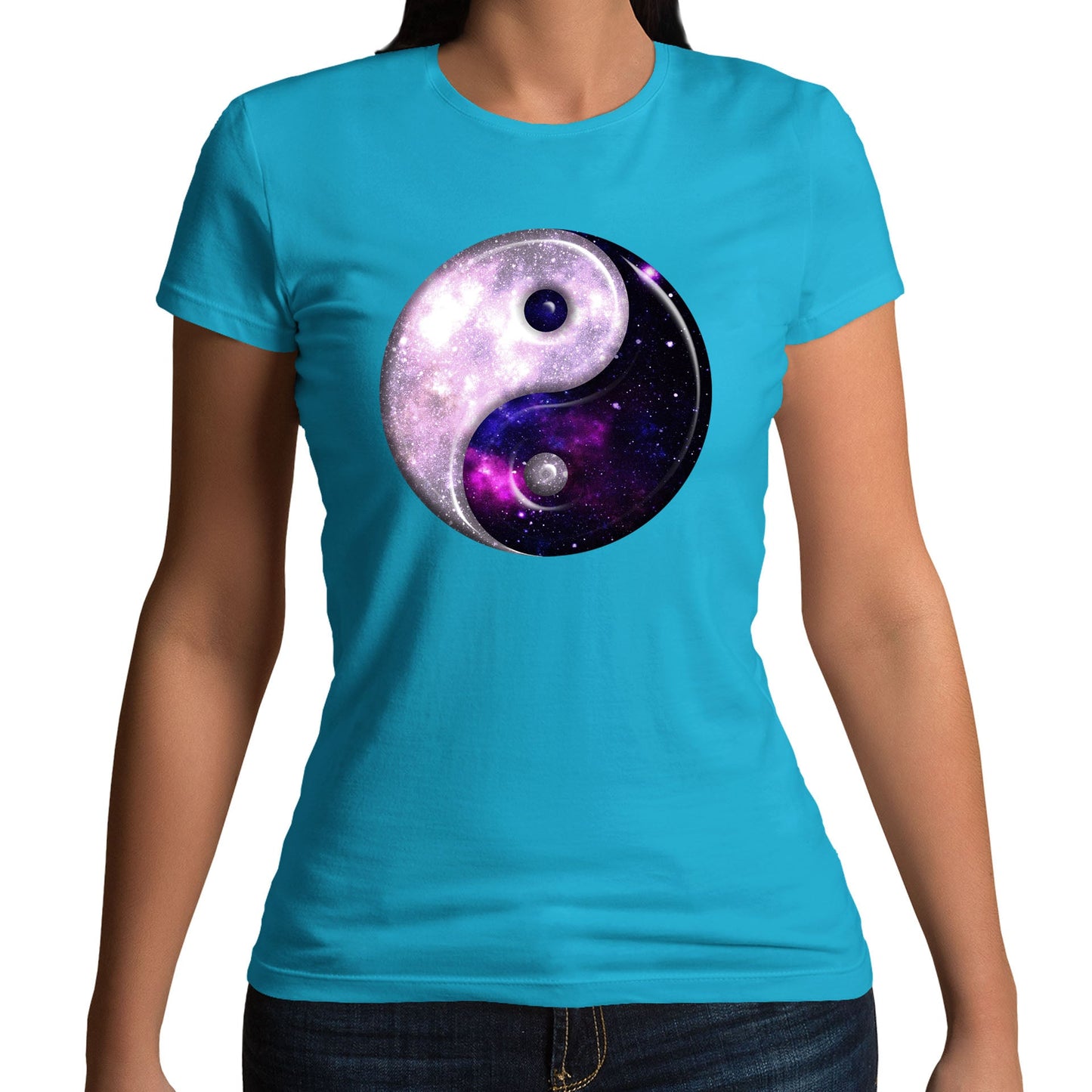 Galaxy Yin Yang Spiritual Womens T-shirt