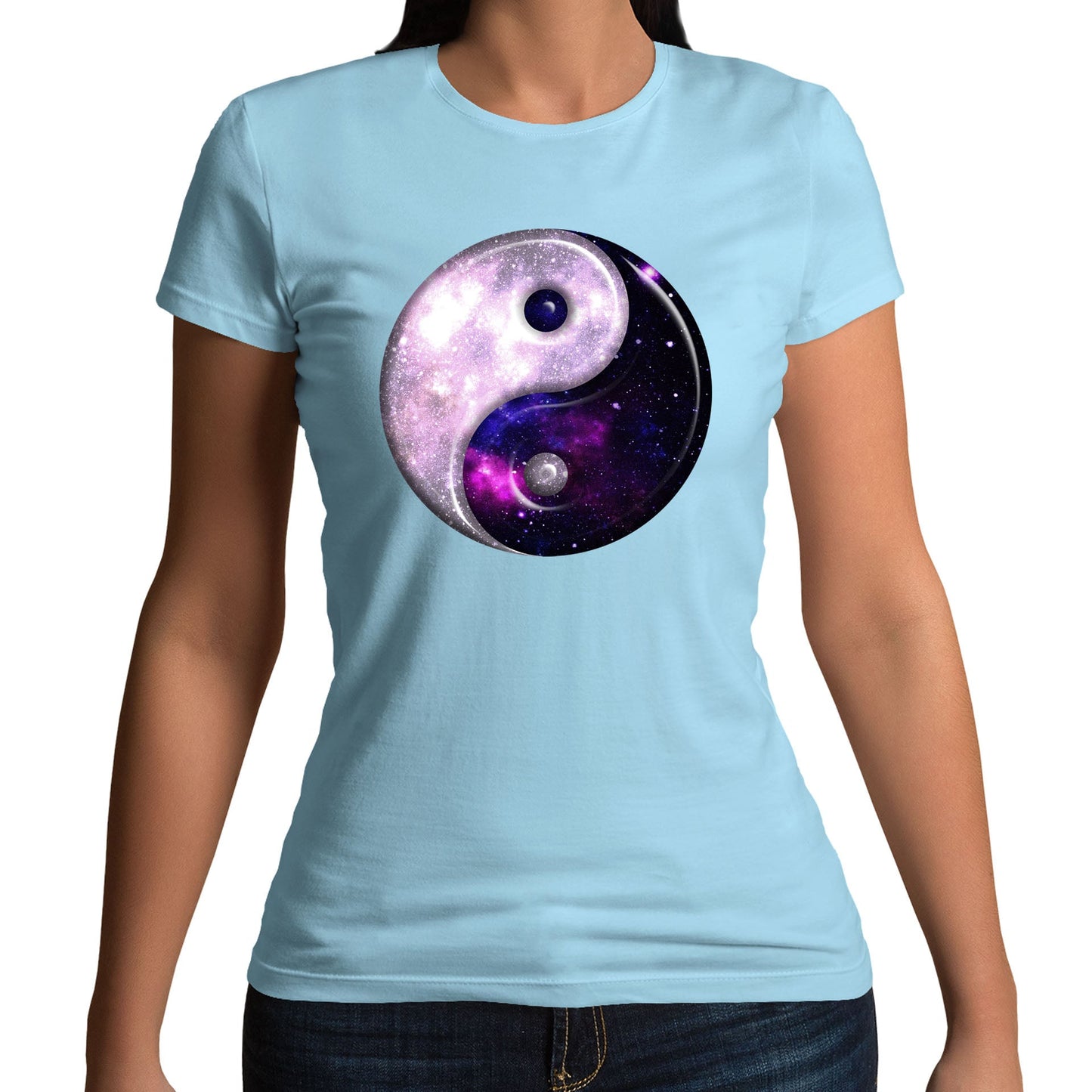 Galaxy Yin Yang Spiritual Womens T-shirt